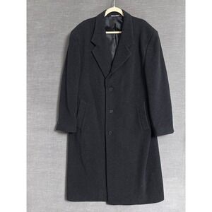 Vintage Tailors Row Overcoat 44R Charcoal Gray Wool Cashmere Long Heavy Winter
